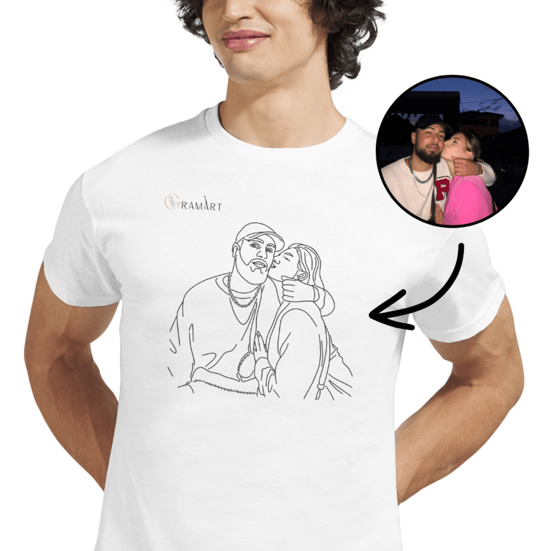 Personalisiertes T-Shirt - Line Art & One Line Art Stil - Gramart